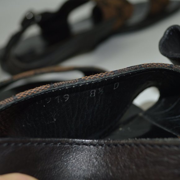 Gucci Brown and Black Monogram Sandals - Picture 12 of 14